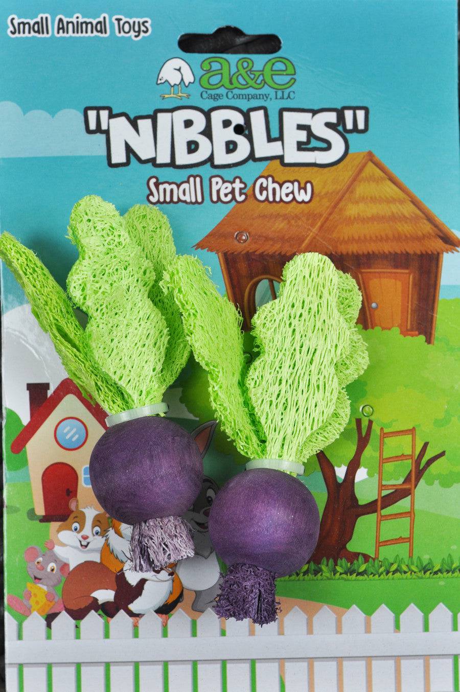 A & E Cages Nibbles Small Animal Loofah Chew Toy Turnips - The Pet Source