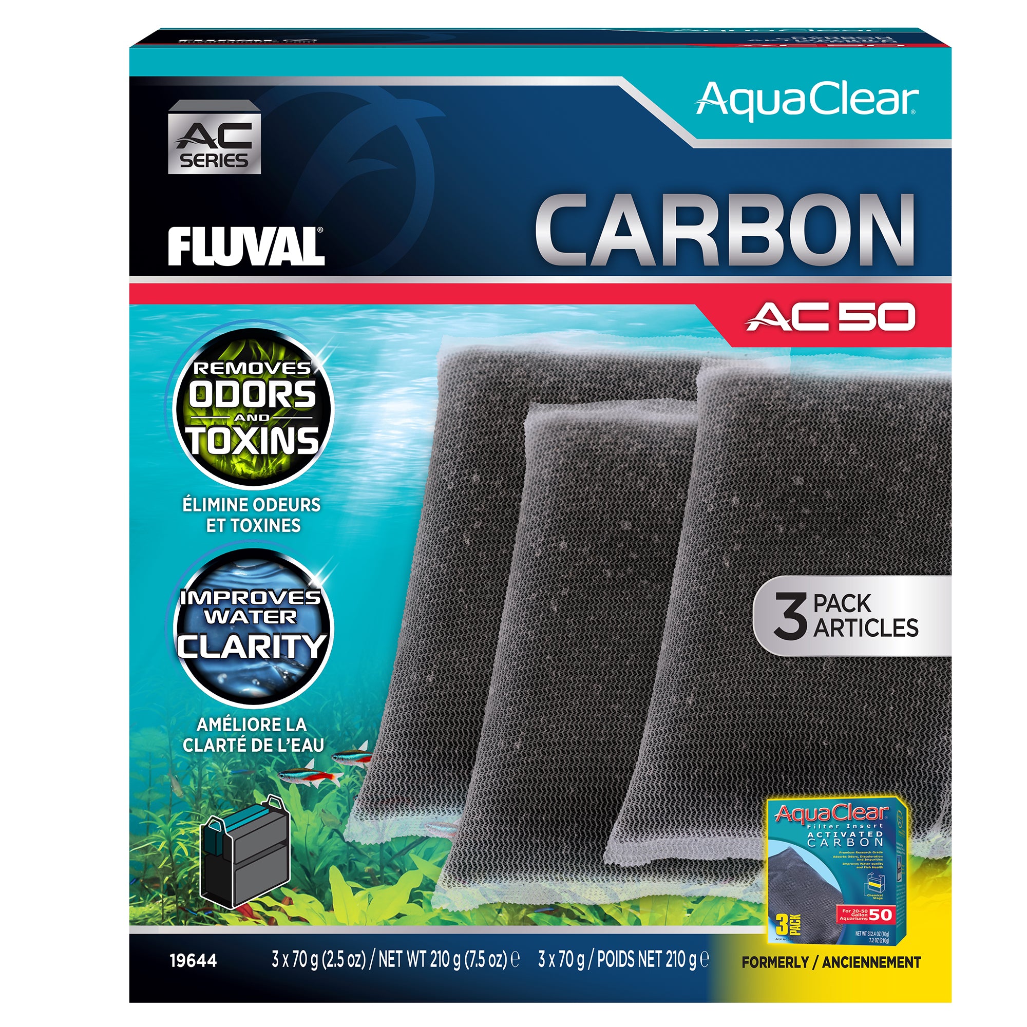 AquaClear Carbon for AC50 - 3 pack