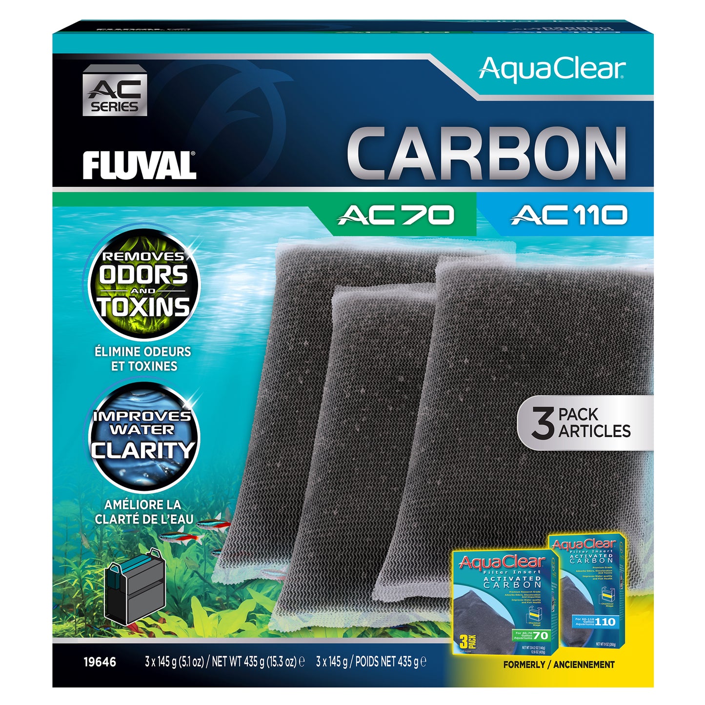 AquaClear Carbon for AC70/AC110 - 3 pack