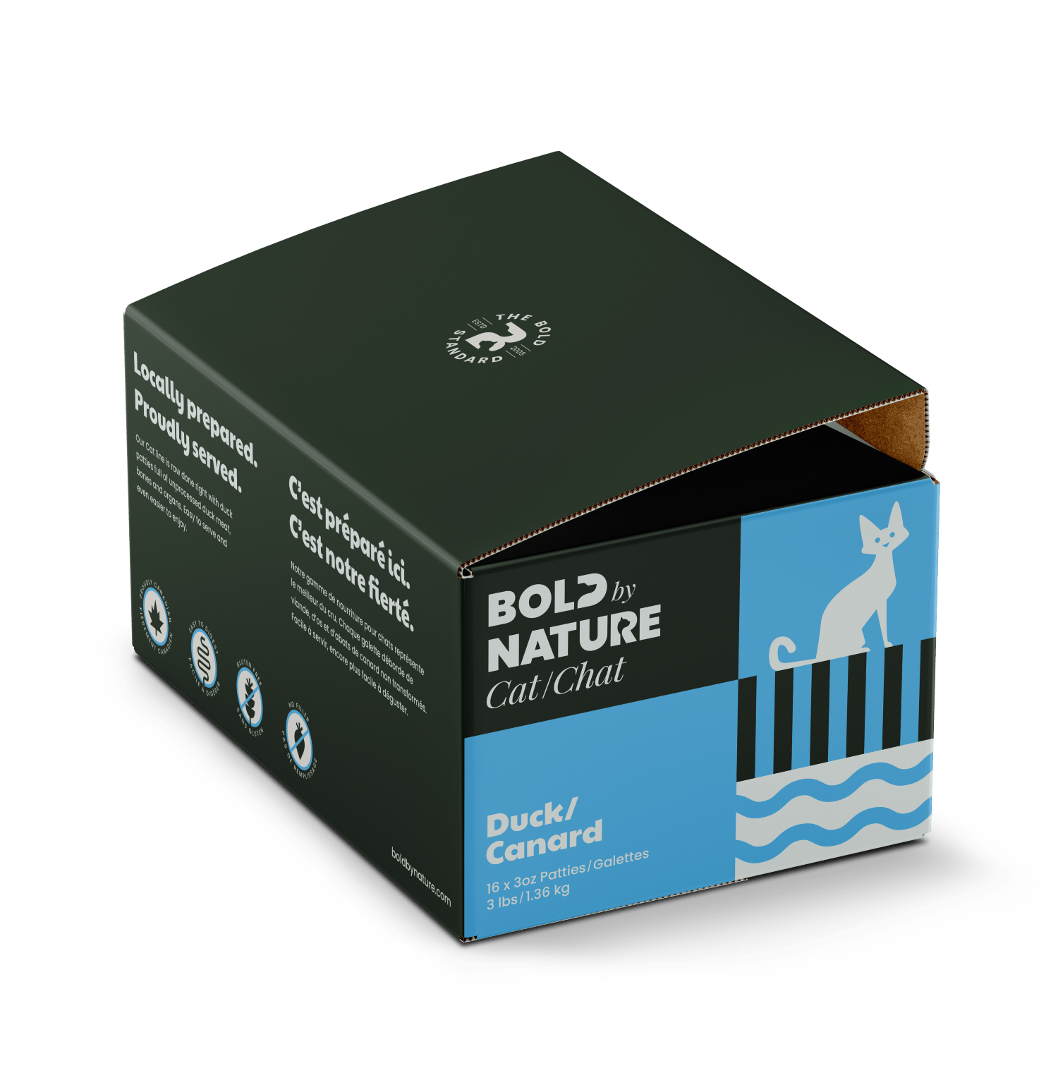 Bold By Nature Raw Duck Cat Food - Patties - 3lb - The Pet Source