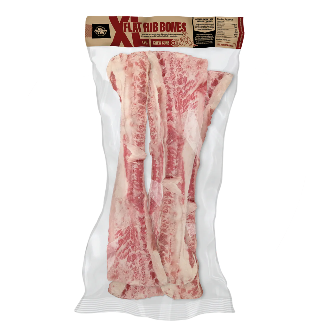 Big Country Raw Frozen XL Flat Rib Bone - 4 Pieces