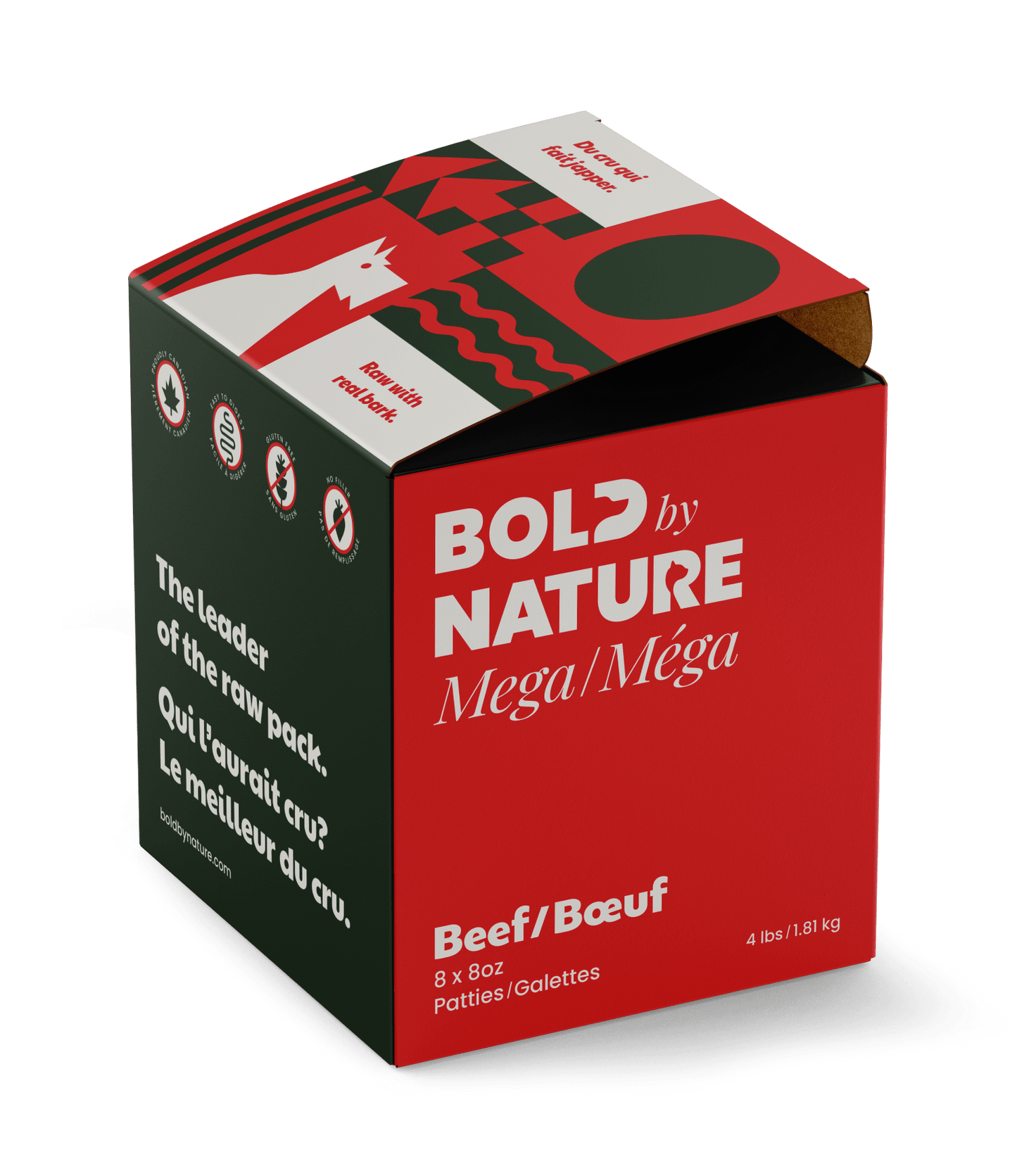 Bold By Nature Mega Beef for Dogs - Patties - 4lb - The Pet Source