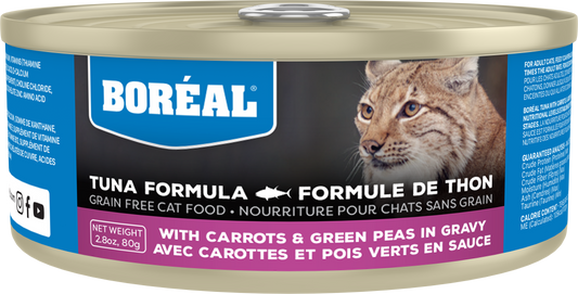 Boreal Red Tuna, Carrot & Green Pea in Gravy Wet Cat Food Can - 80g