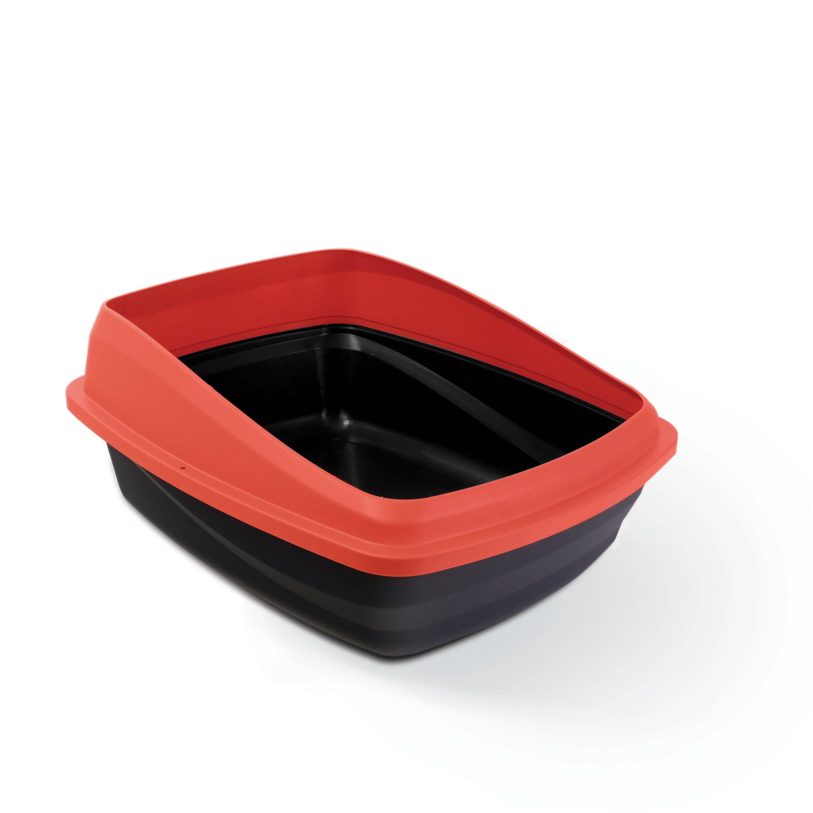 Catit Cat Pan with Removable Rim - Red & Charcoal - Medium - The Pet Source