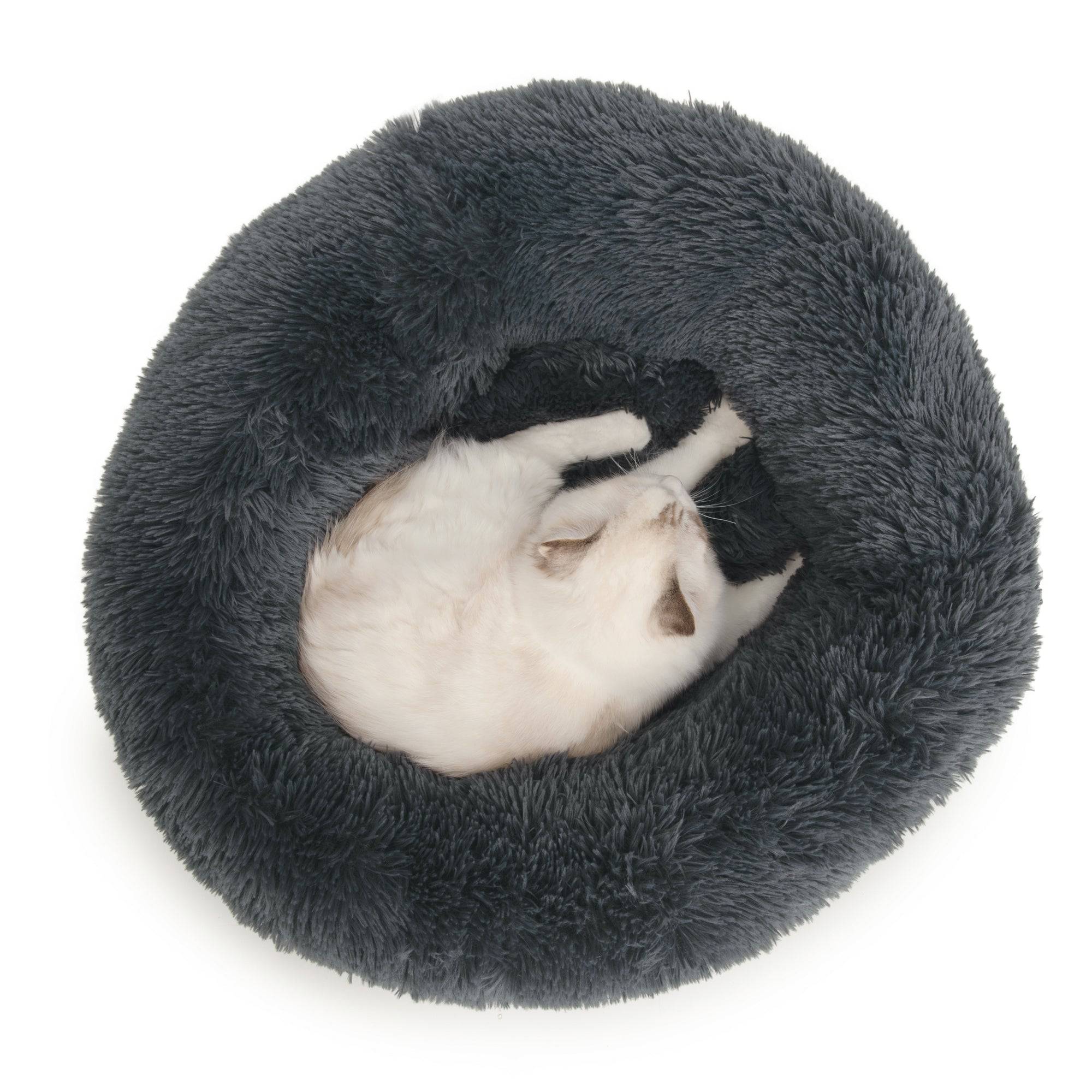 Catit Fluffy Bed - Dark Grey - 20in Diameter - The Pet Source