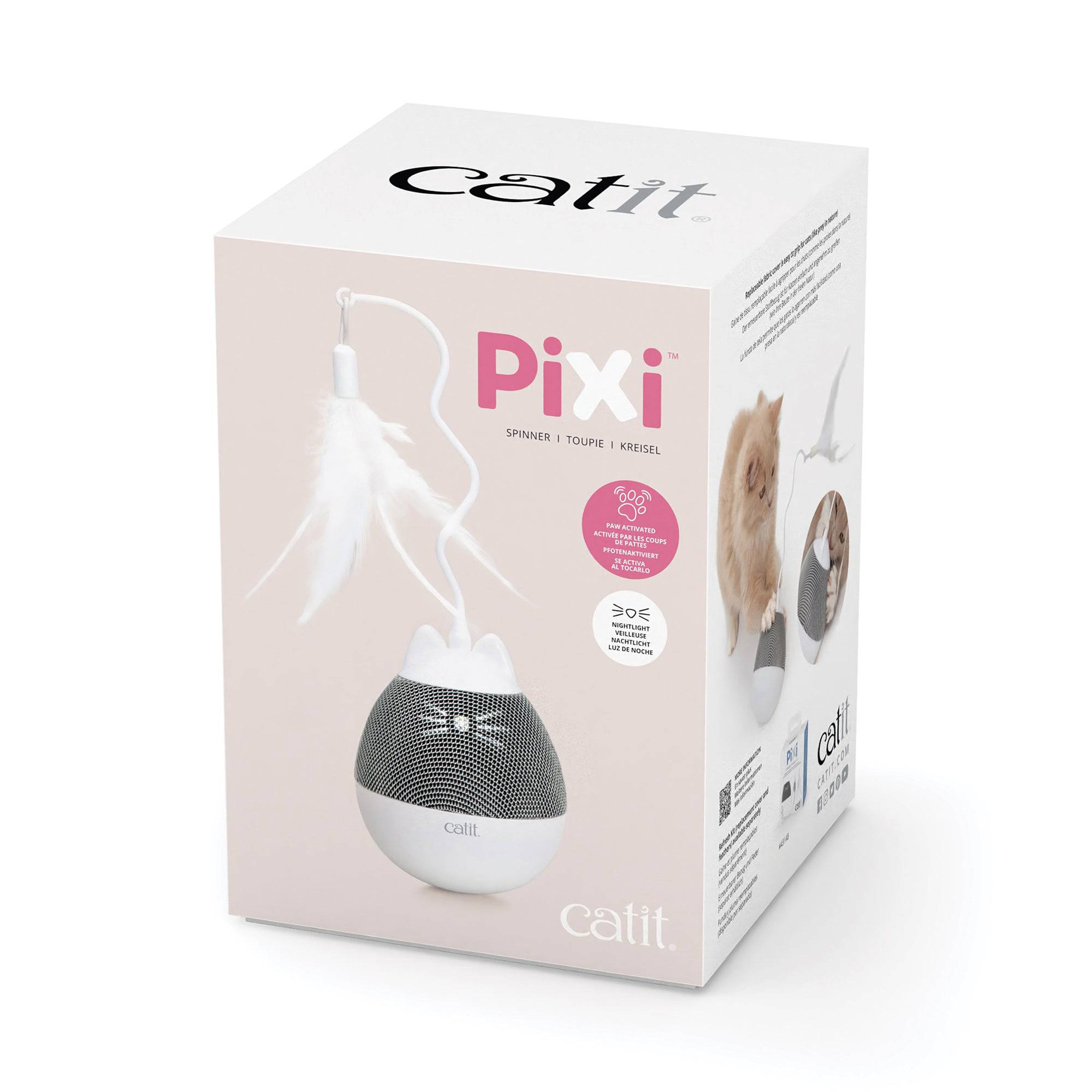 Catit PIXI Spinner Electronic Cat Toy - White & Grey - The Pet Source