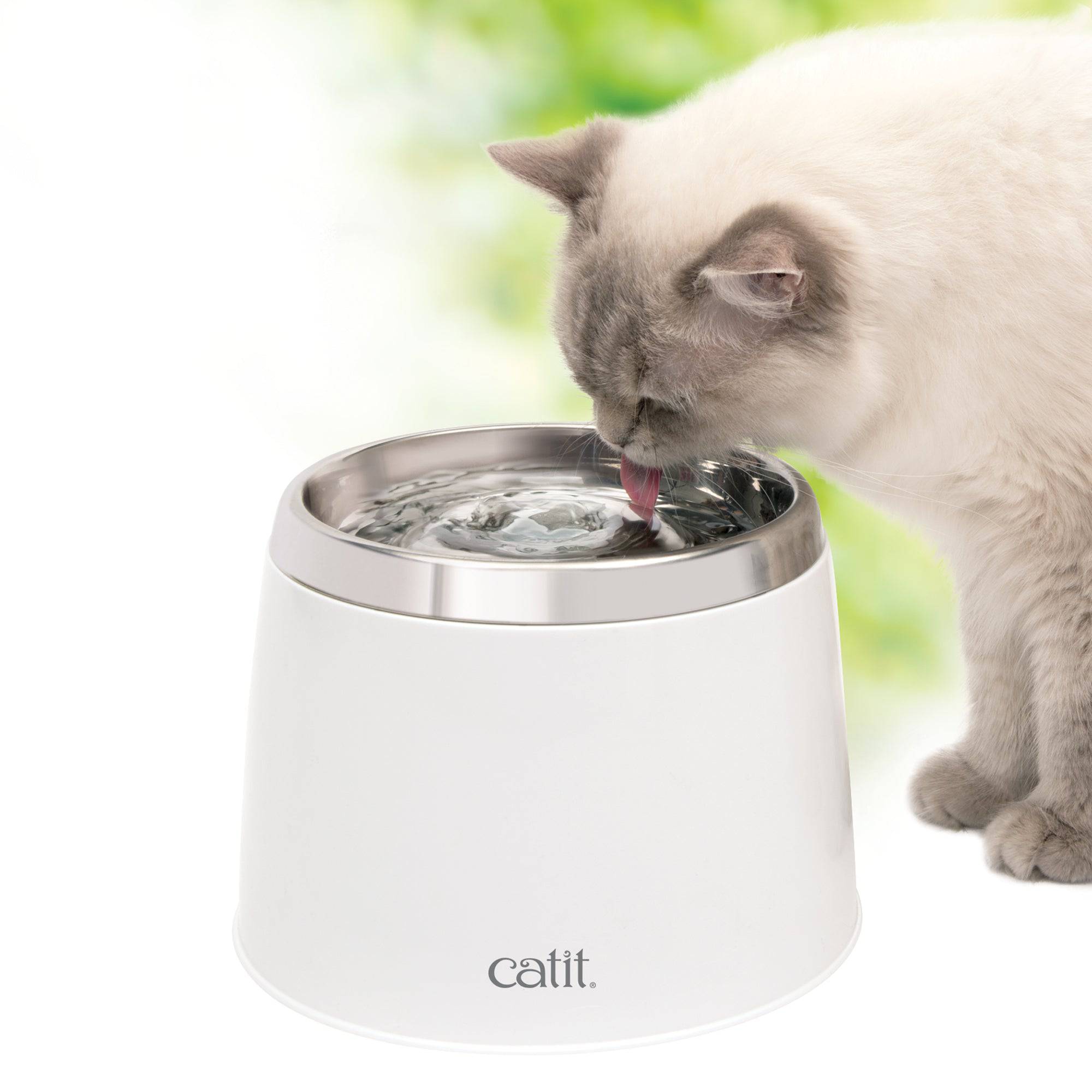 Catit Stainless Steel Top Drinking Fountain - 2 L (64 fl oz) - The Pet Source