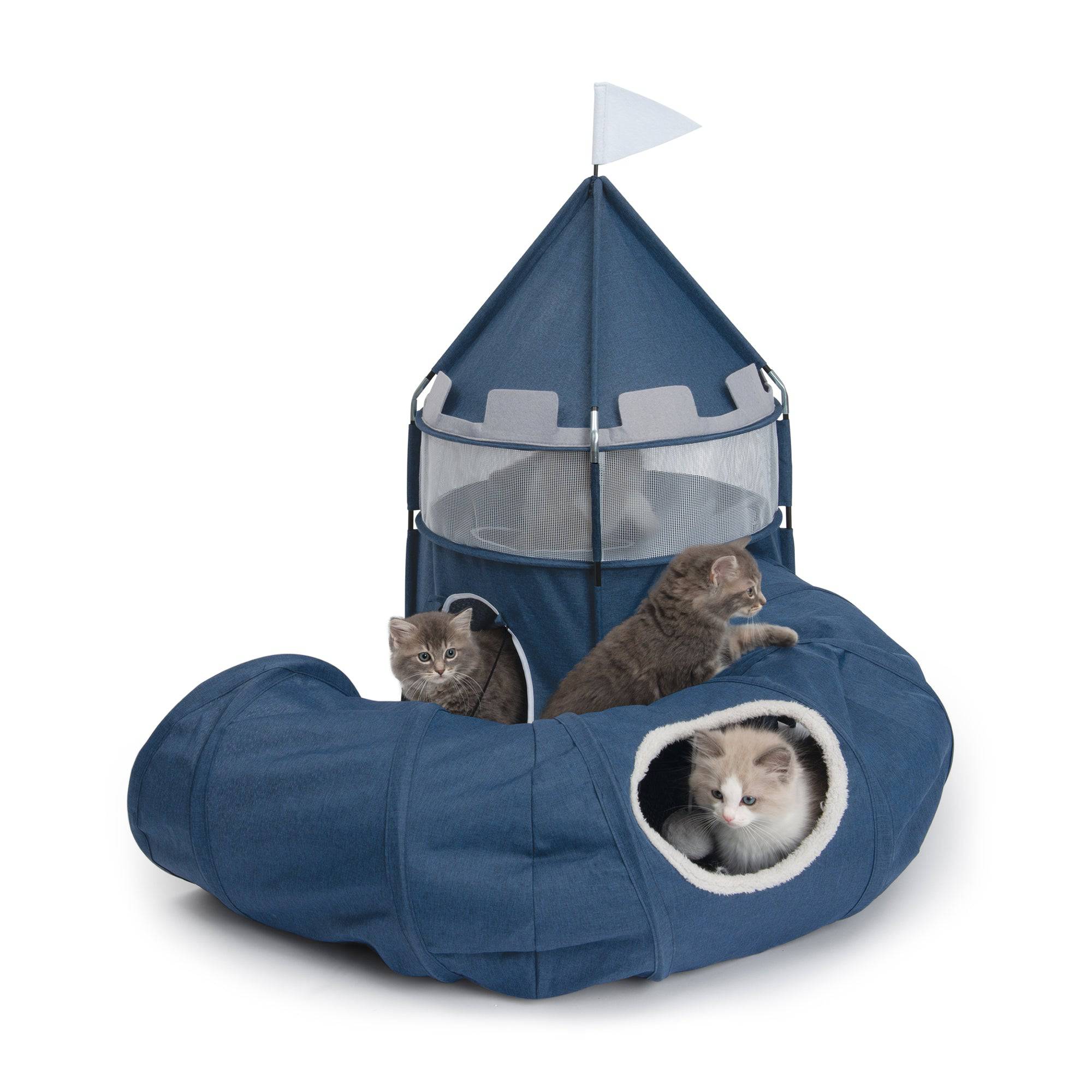 Vesper Castle - Blue - 48 cm (19 in) diameter x 83 cm (33 in) H. - The Pet Source