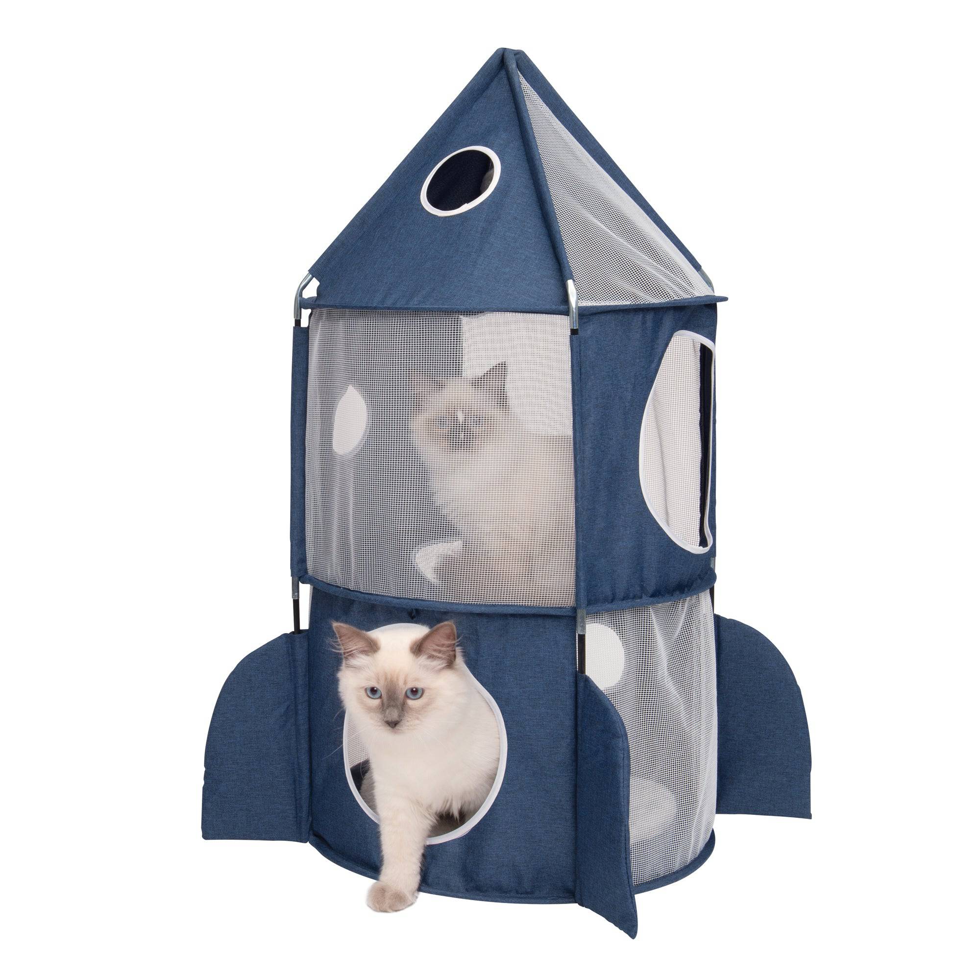 Catit Vesper Rocket - Blue - 50 x 50 x 90 cm (19.6 in x 19.6 in x 35.4 in) - The Pet Source