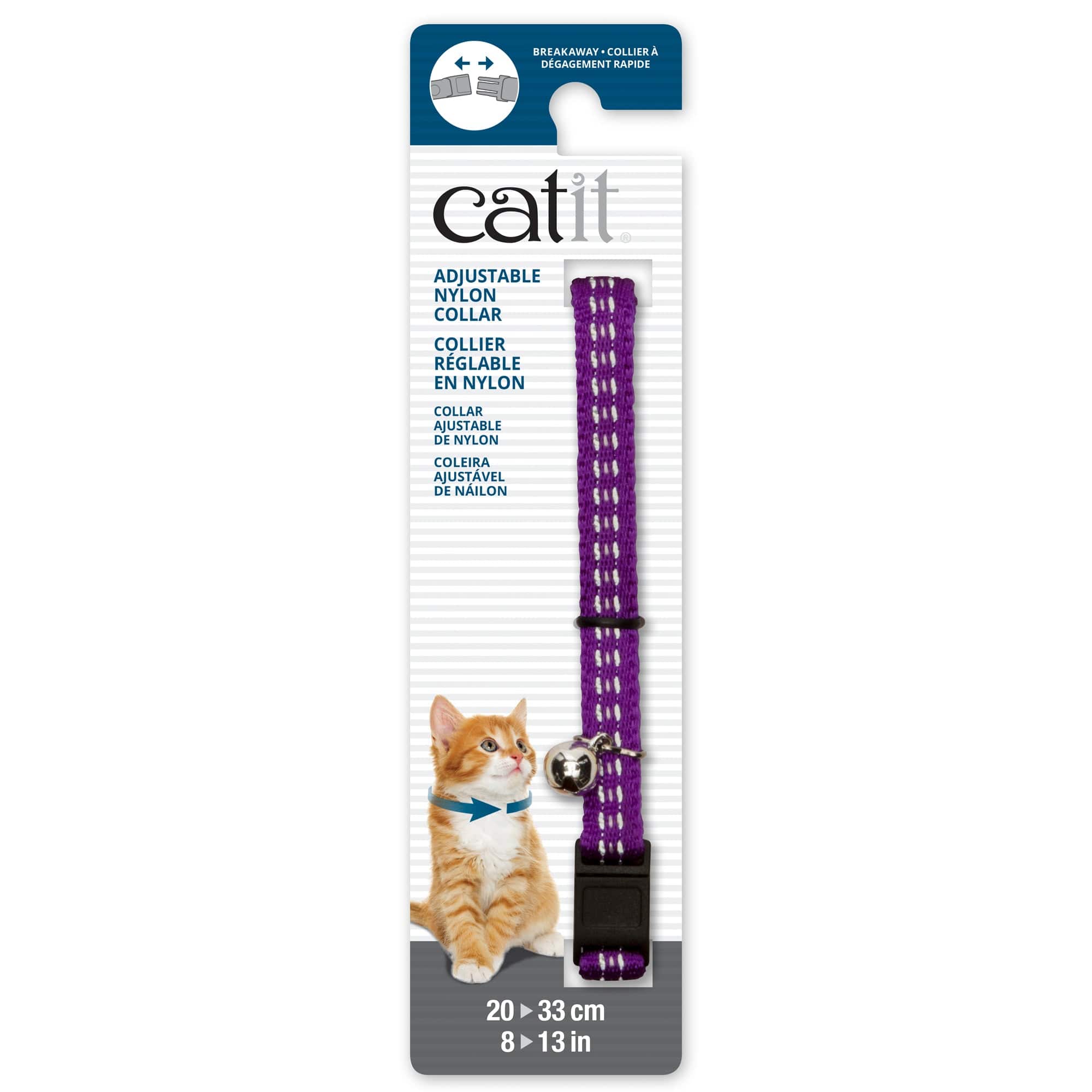 Catit Adjustable Breakaway Nylon Collar - Reflective Purple - 8-13in - The Pet Source