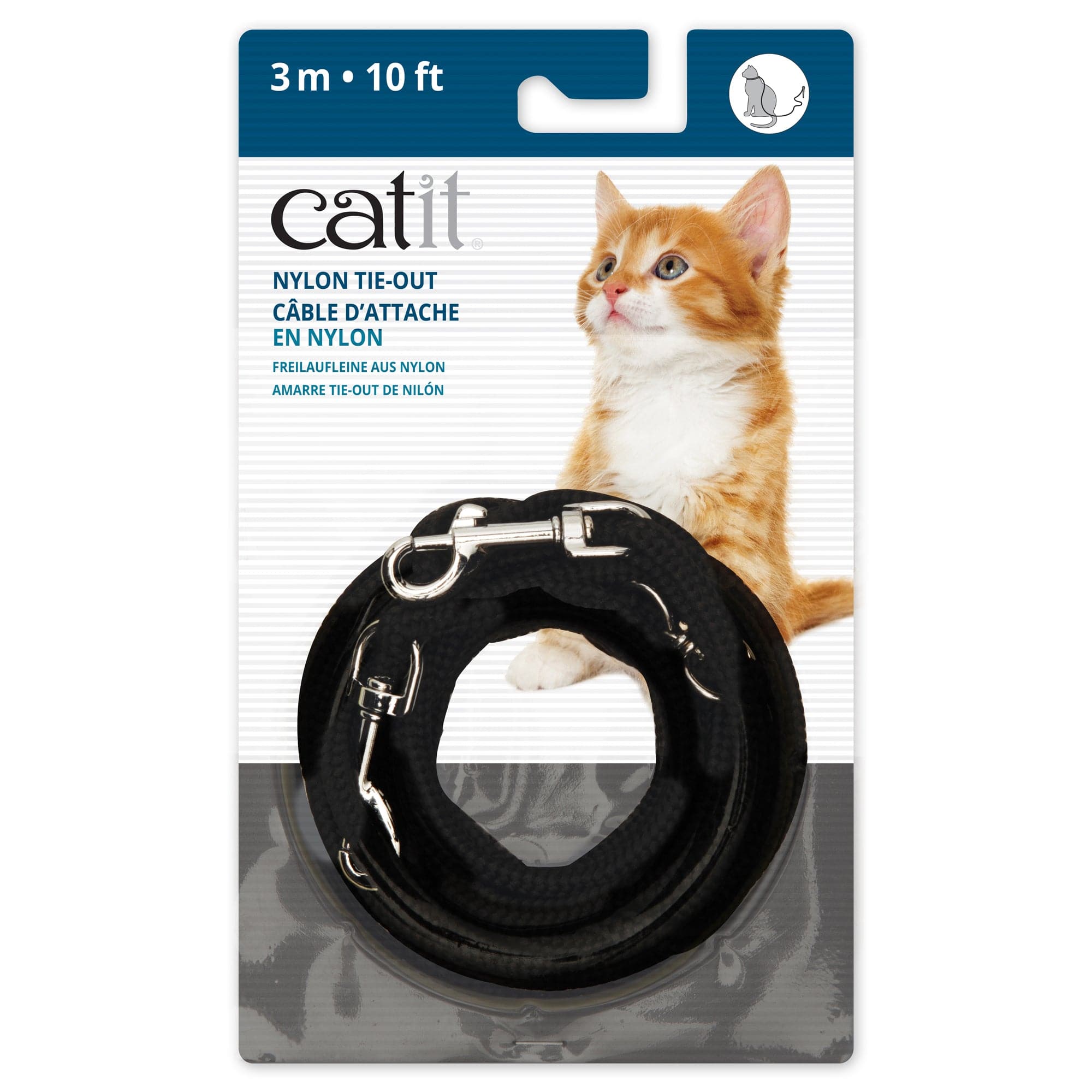 Catit Nylon Tie-out - Black - 10ft - The Pet Source