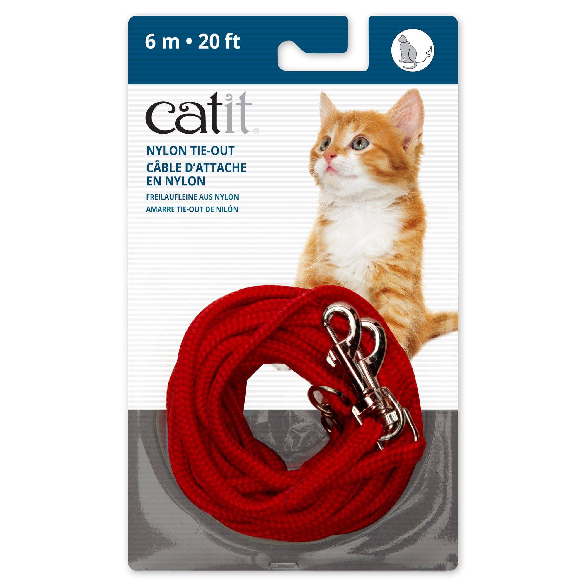 Catit Nylon Tie-out - Red - 20ft - The Pet Source