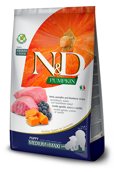 Farmina N&D Pumpkin Grain Free Lamb & Blueberry Puppy Medium & Maxi Dog Food - 26.4lb