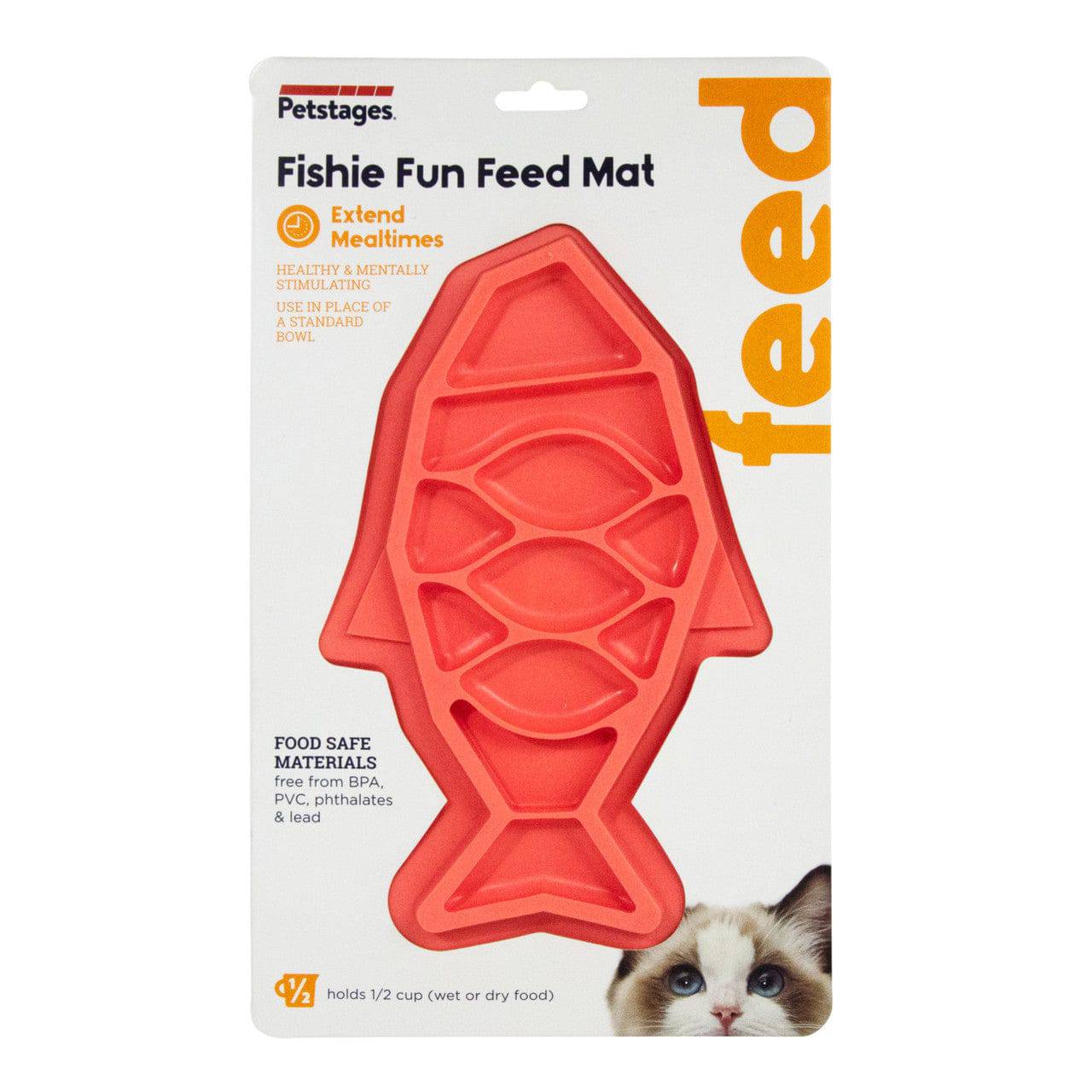 Petstages Fishie Fun Feed Mat Cat Slow Feeder Pink - The Pet Source