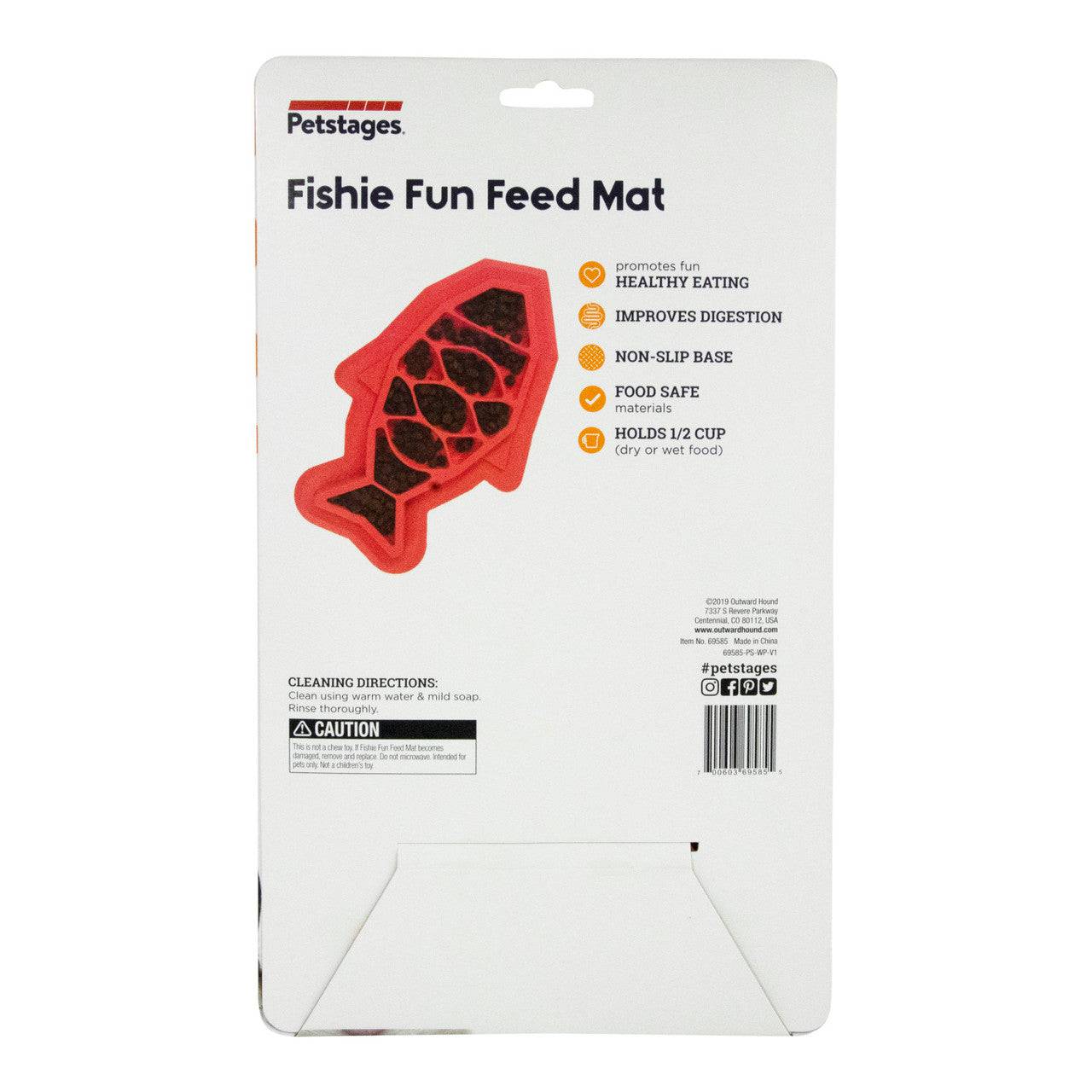 Petstages Fishie Fun Feed Mat Cat Slow Feeder Pink - The Pet Source