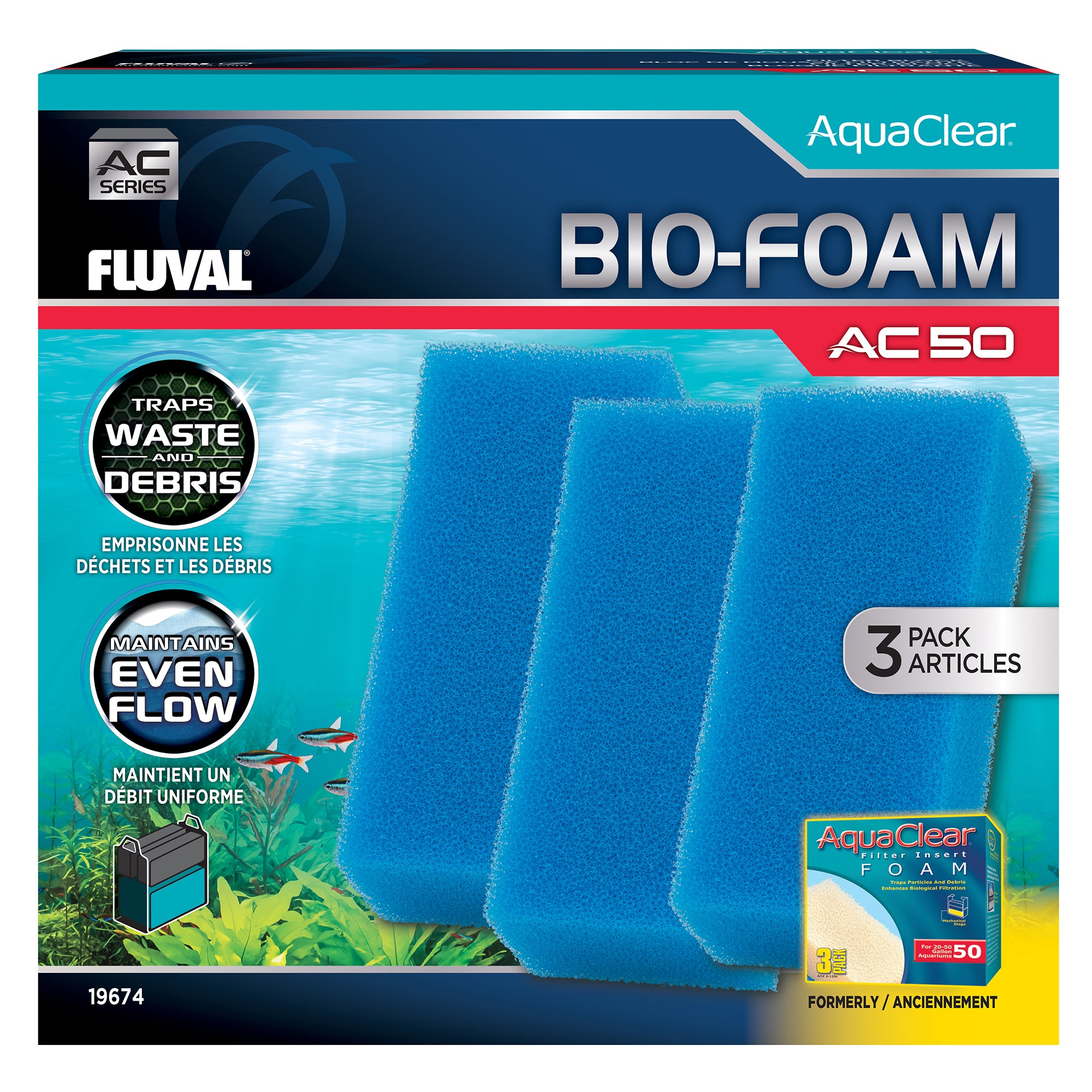 Fluval AquaClear Bio-Foam Filter Insert - AC50 - 3 pack