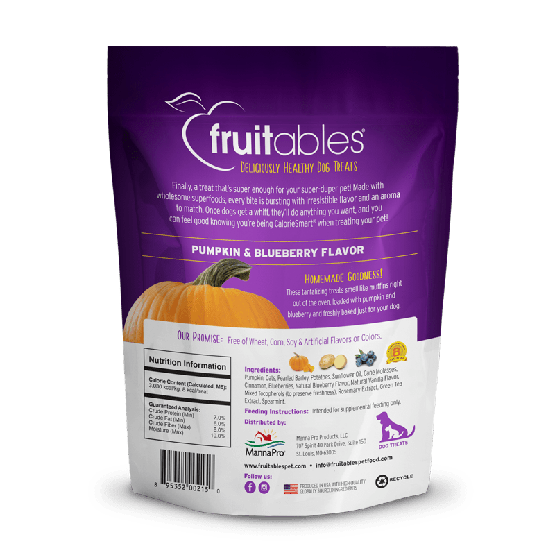 Fruitables Baked Pumpkin & Blueberry Dog Treats - 12 oz - The Pet Source