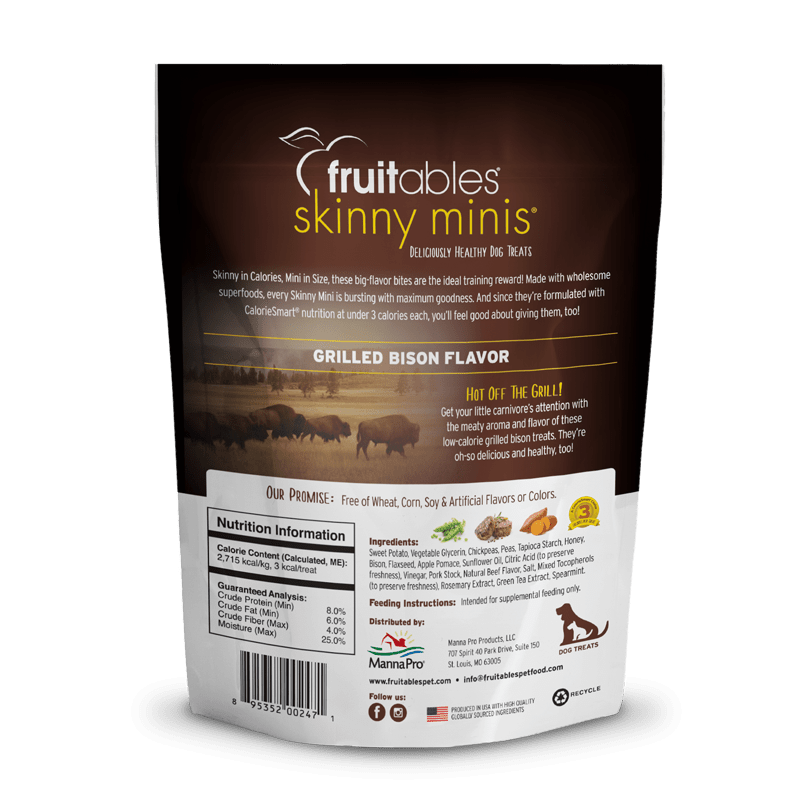 Fruitables Skinny Minis Grilled Bison Dog Treats - 12 oz - The Pet Source