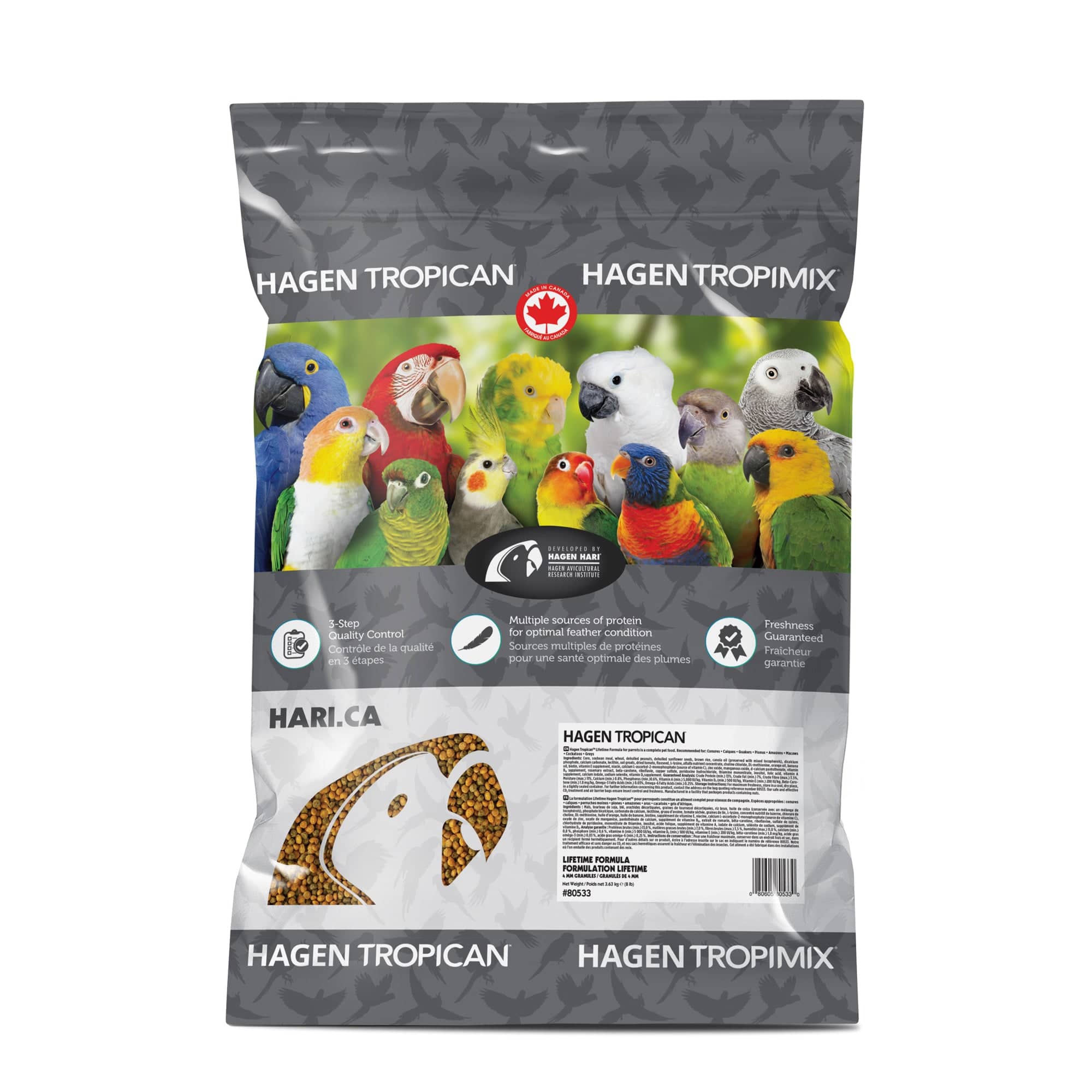 Tropican Lifetime Formula for Parrots Granules 4mm - 8lb - The Pet Source