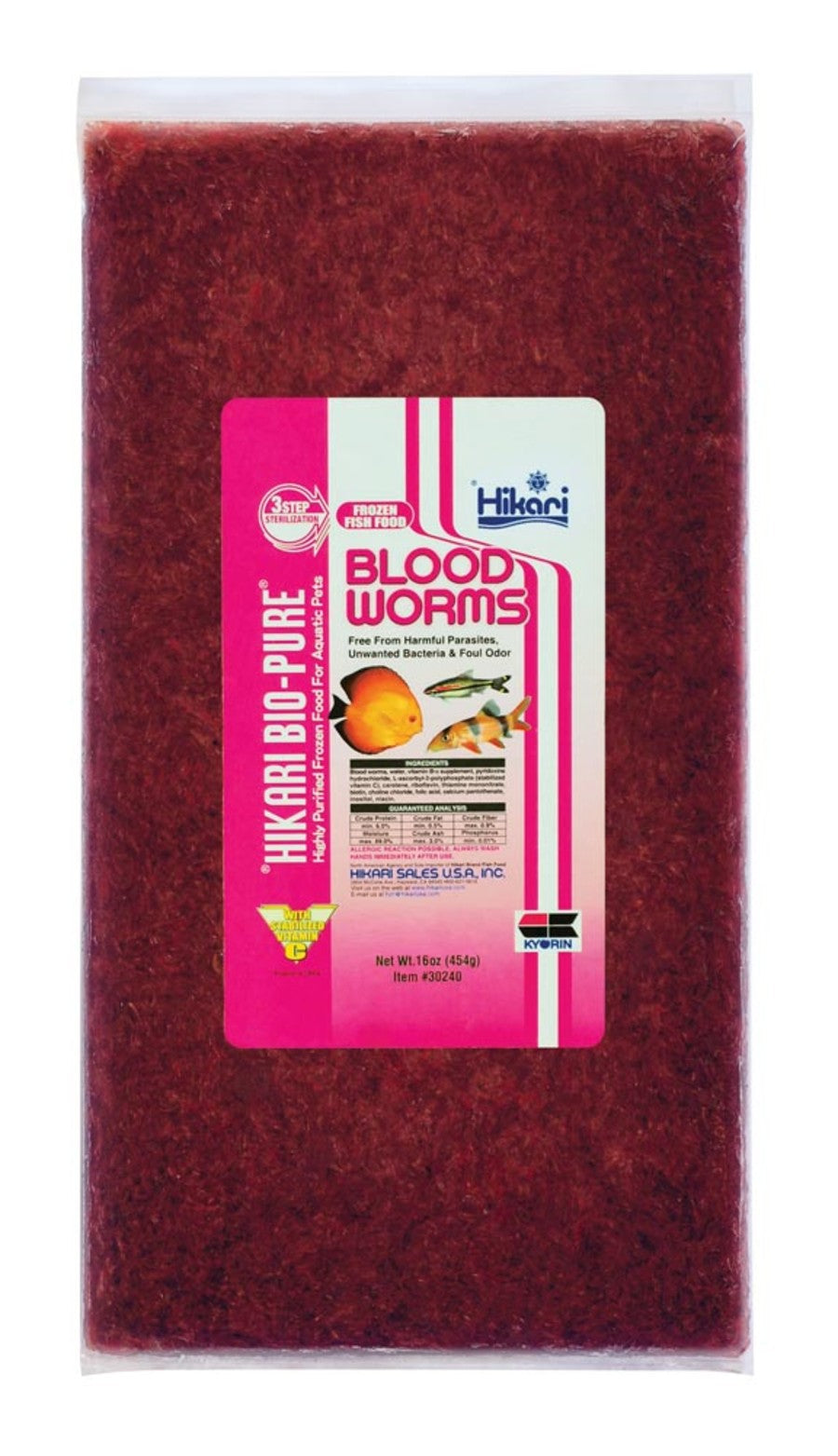 Hikari Bio-Pure Frozen Blood Worms Flat Pack - 16oz