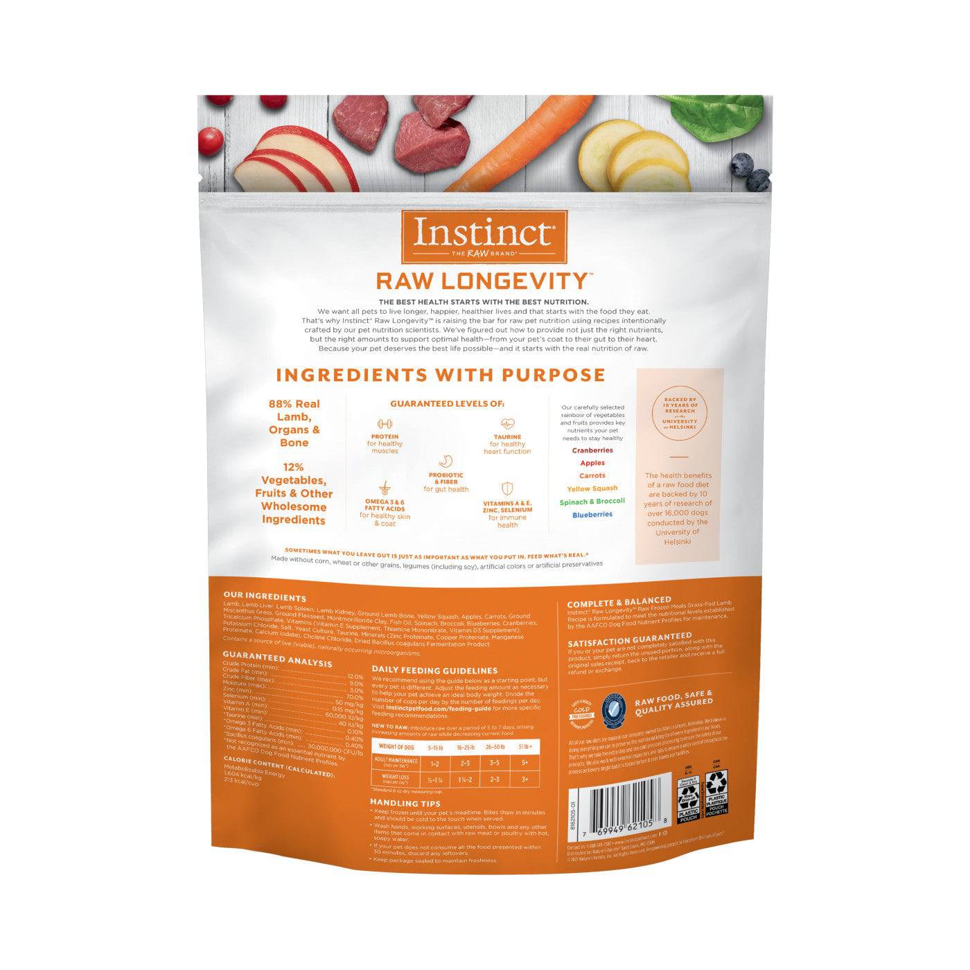 Instinct Raw Longevity Frozen Bites Grass-Fed Adult Dog Food Lamb - 4lb - The Pet Source