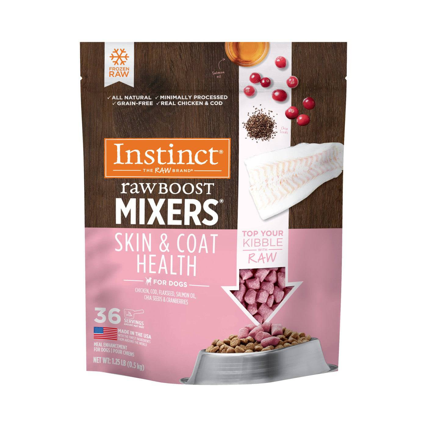 Instinct Raw Boost Frozen Mixers Skin & Coat Health Dog Food Topper - 1.25lb - The Pet Source