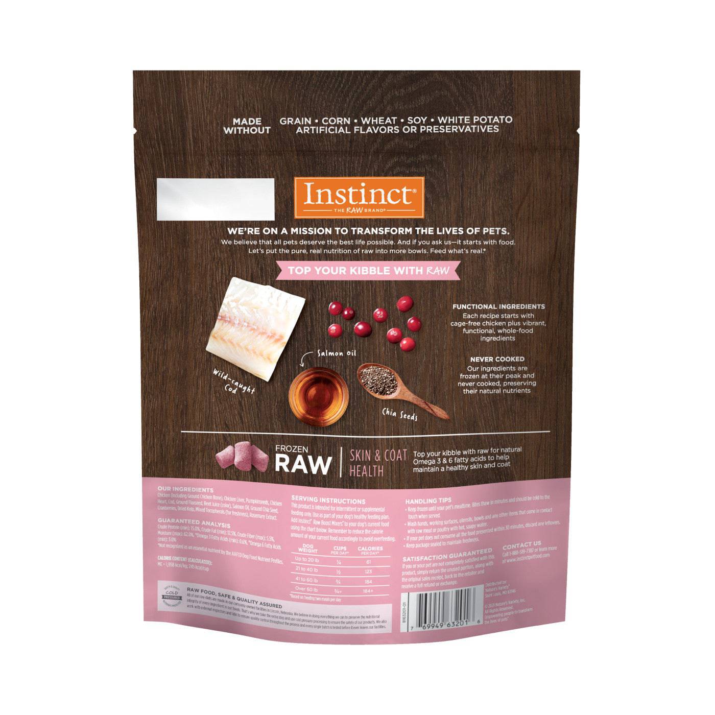 Instinct Raw Boost Frozen Mixers Skin & Coat Health Dog Food Topper - 1.25lb - The Pet Source