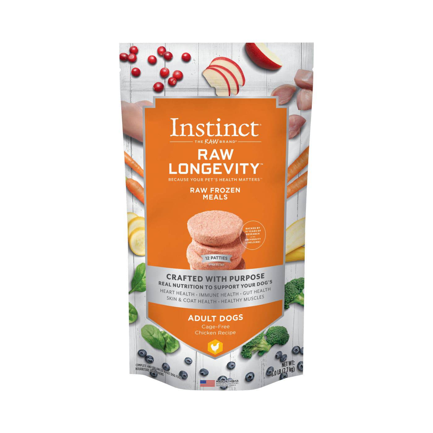 Instinct Raw Longevity Frozen Patties Adult Dog Food Cage-Free Chicken - 6lb - The Pet Source