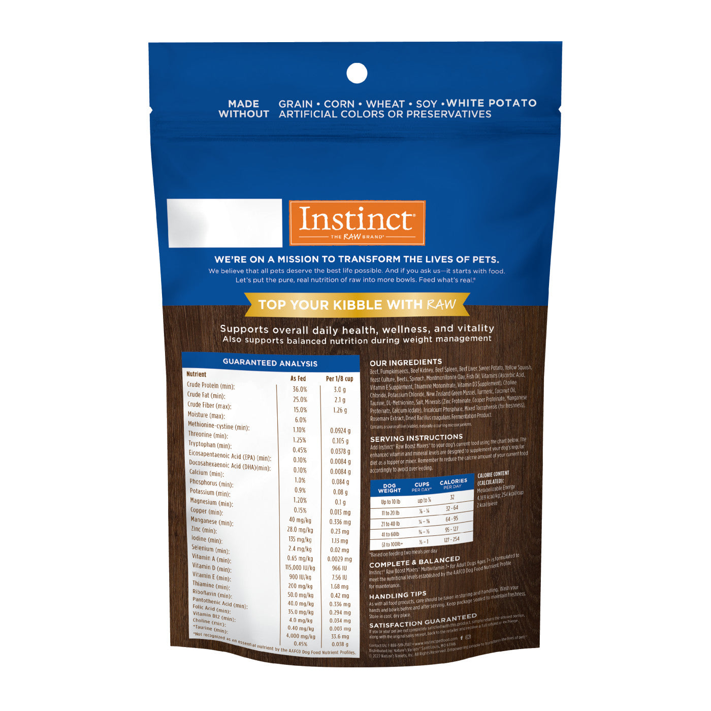 Instinct Raw Boost Mixers Multivitamin for Adult Dogs 7+ Food Topper - 5.5oz