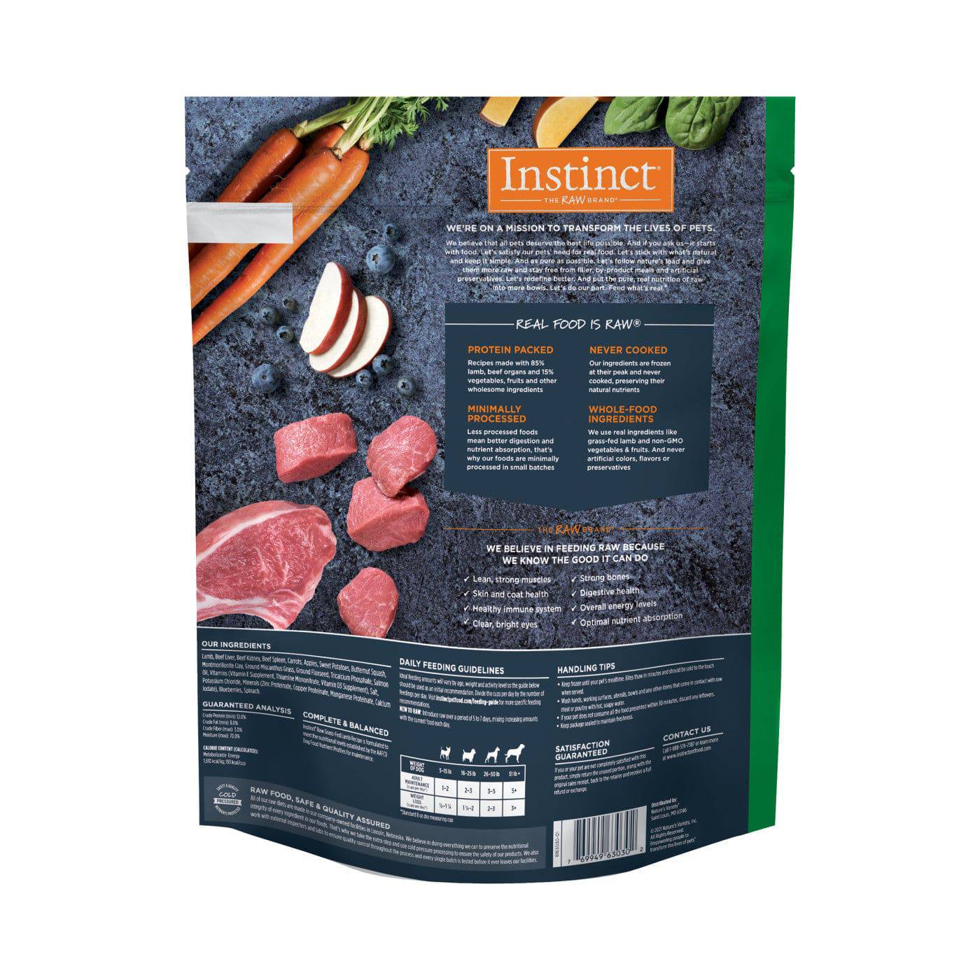 Instinct Raw Frozen Bites Adult Dog Food Grass-Fed Lamb - 2.7lb - The Pet Source