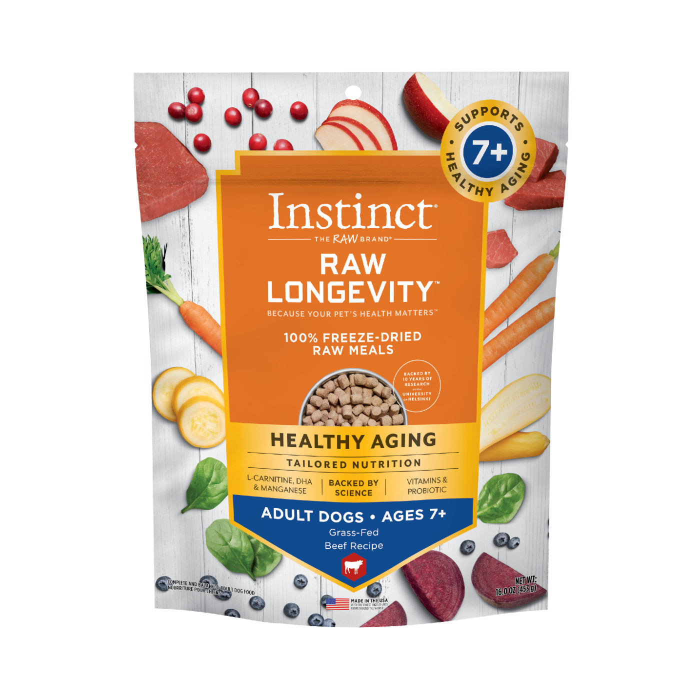 Instinct Raw Longevity Freeze Dried Bites Adult 7+ Dog Food Beef - 16oz