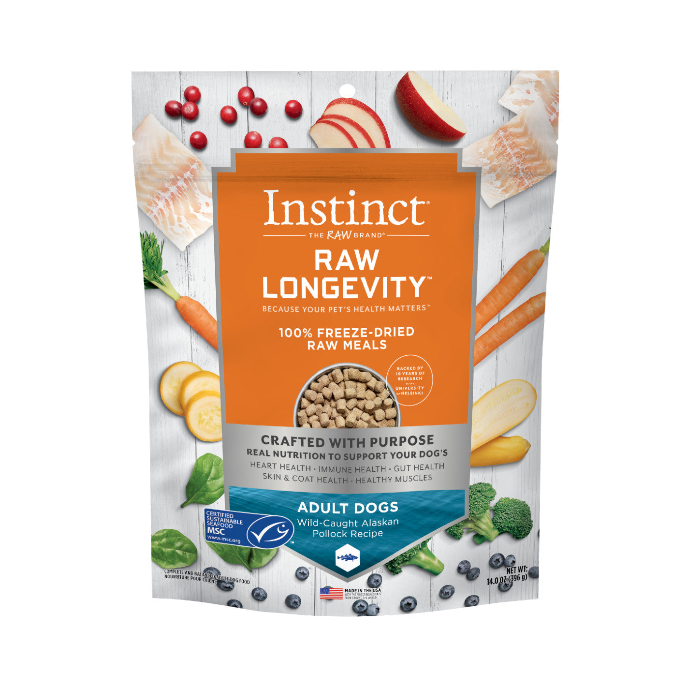 Instinct Raw Longevity Freeze Dried Bites Adult Dog Food Pollock - 14oz