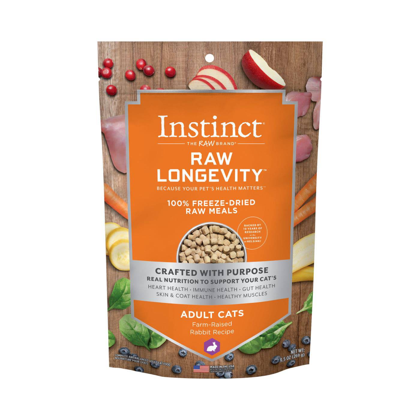 Instinct Raw Longevity Frozen Bites Farm-Raised Rabbit Cat Food - 2.5lb - The Pet Source
