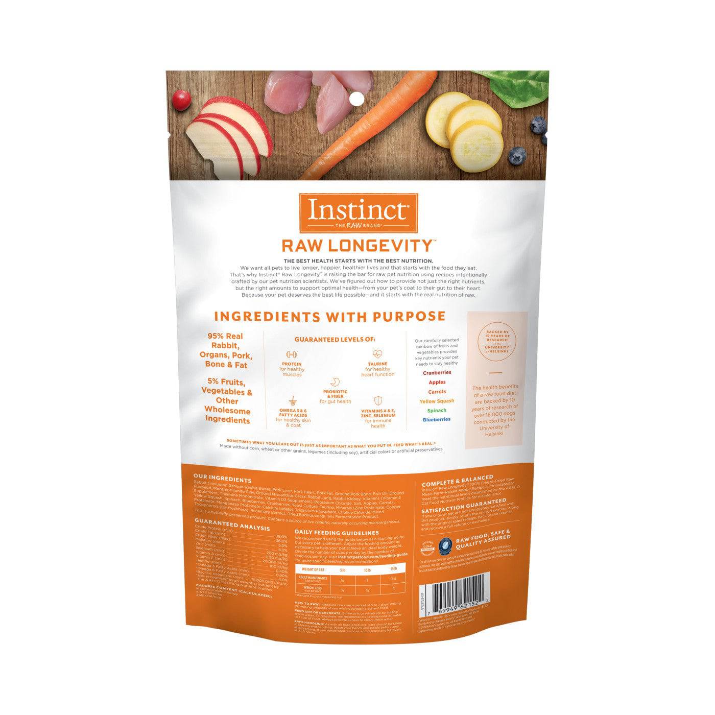 Instinct Raw Longevity Frozen Bites Farm-Raised Rabbit Cat Food - 2.5lb - The Pet Source