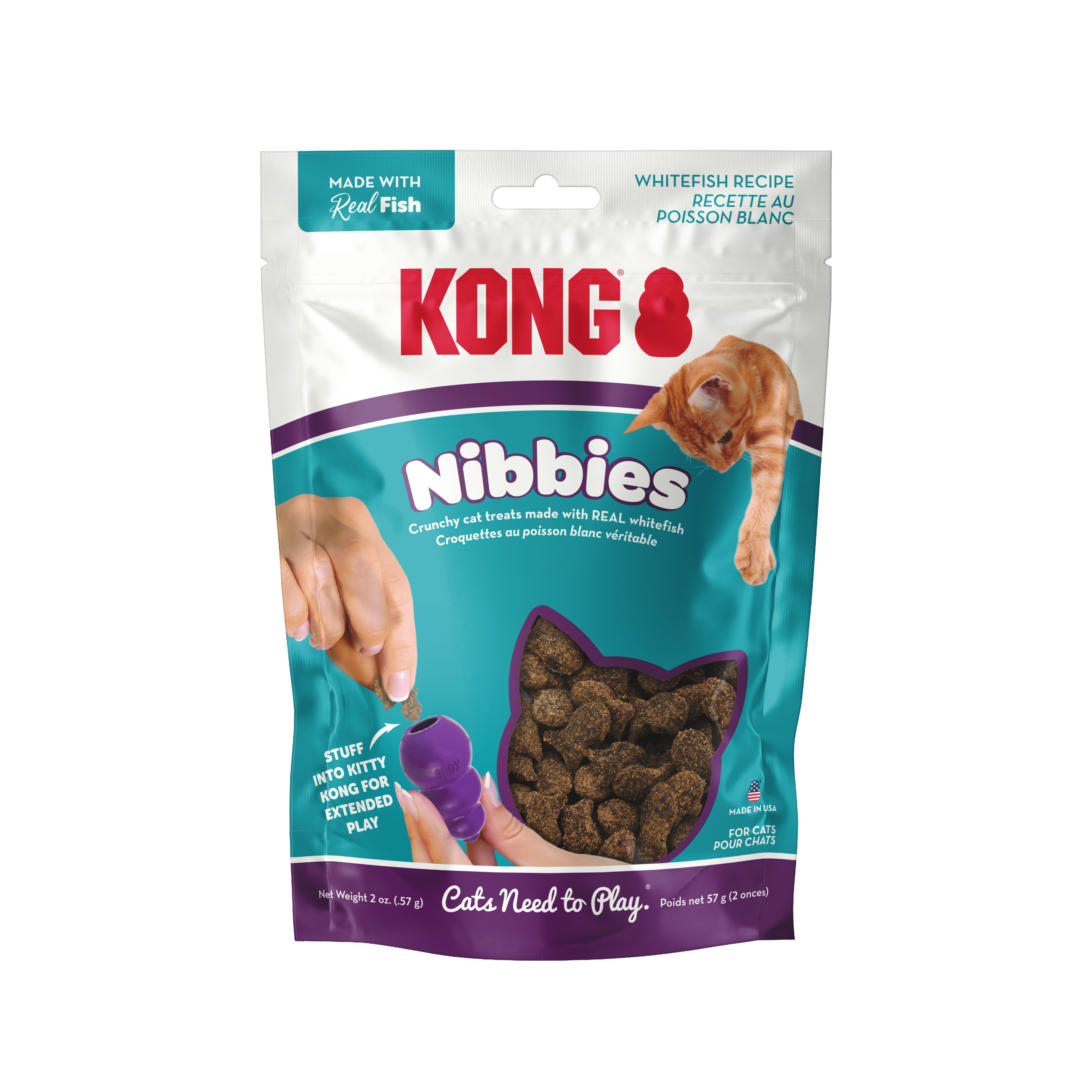 Kong Nibbies WitheFish Recipe Crunchy Cat Treats - 2 oz - The Pet Source