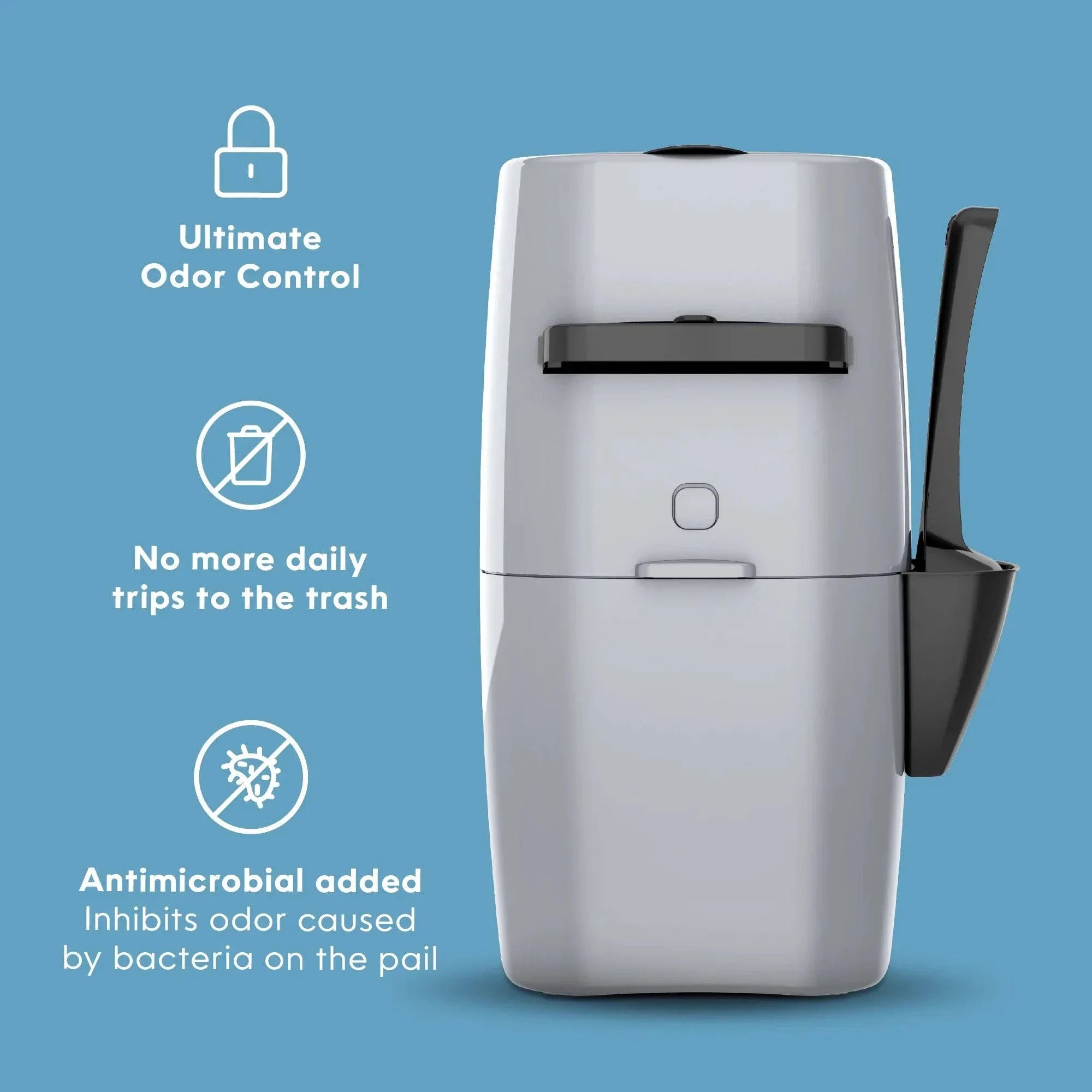 Litter Genie Plus Cat Litter Pail Disposal System - Silver - The Pet Source