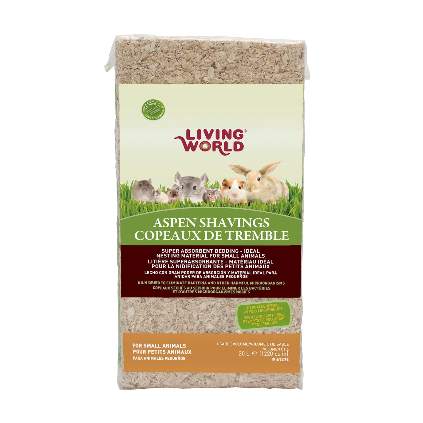 Living World Aspen Shavings - 20 L - 1200 cu in - The Pet Source