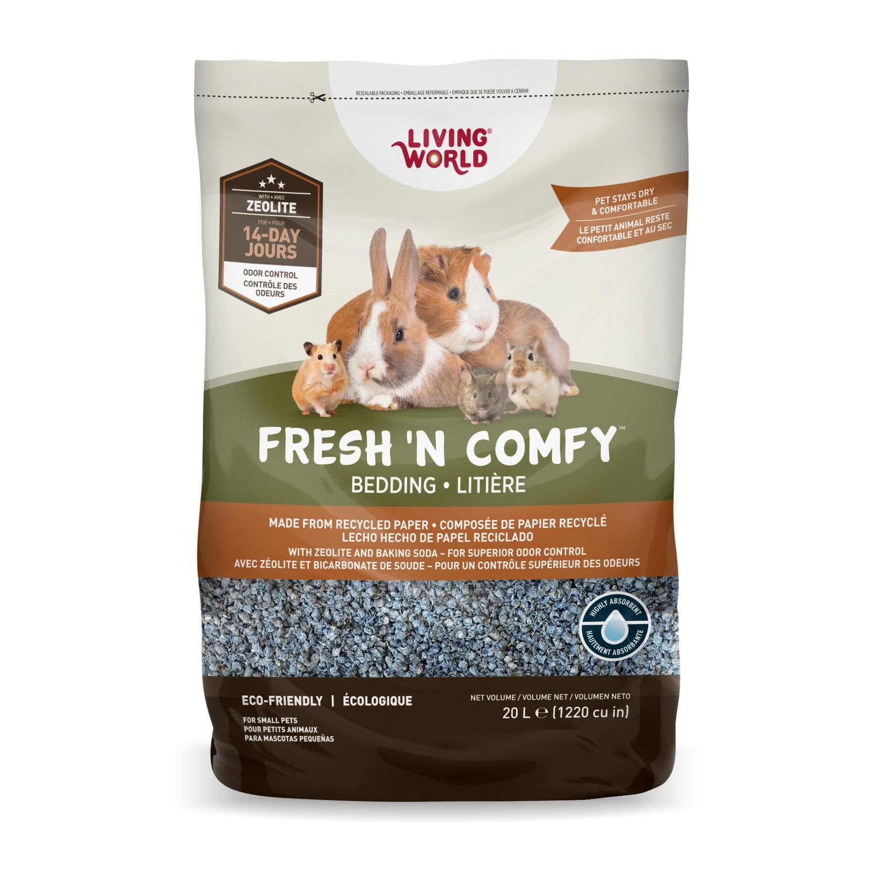 Living World Fresh 'N Comfy Bedding Blue - 20 L - 1220 cu in - The Pet Source