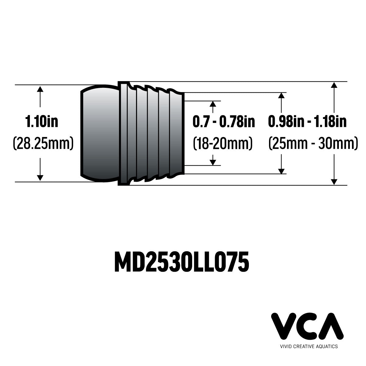 Multidapter 2530-075 – 25-30mm Pipe to 3/4in Loc-Line Adapter