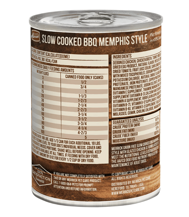 Merrick Slow-Cooked BBQ Memphis Style with Glazed Chicken Adult Dog Food - 12.7 oz - The Pet Source