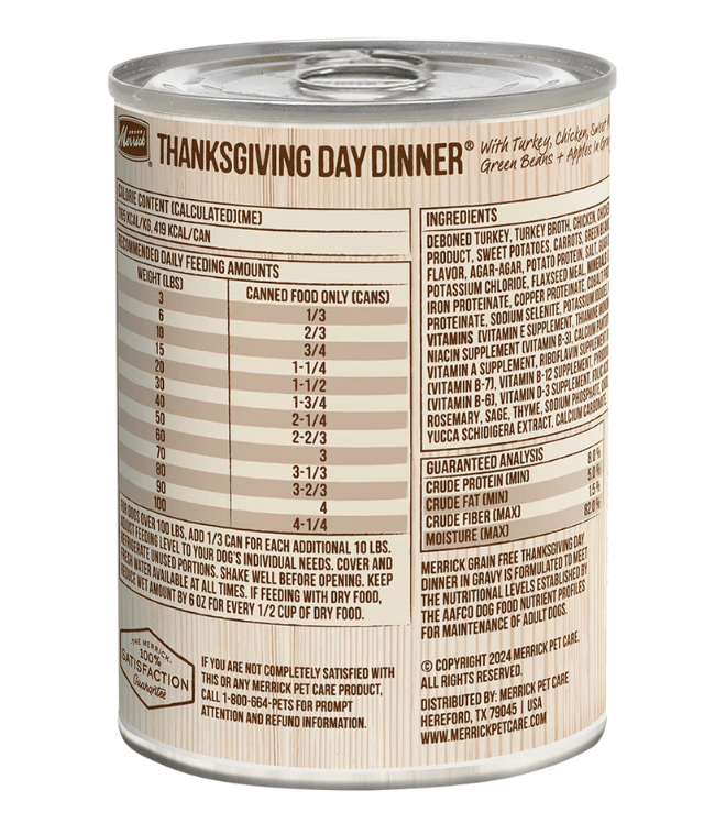 Merrick Grain Free Thanksgiving Day Dinner In Gravy Adult Dog Food - 12.7 oz - The Pet Source