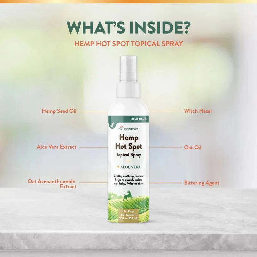 NaturVet Hemp Hot Spot Spray - 12oz - The Pet Source