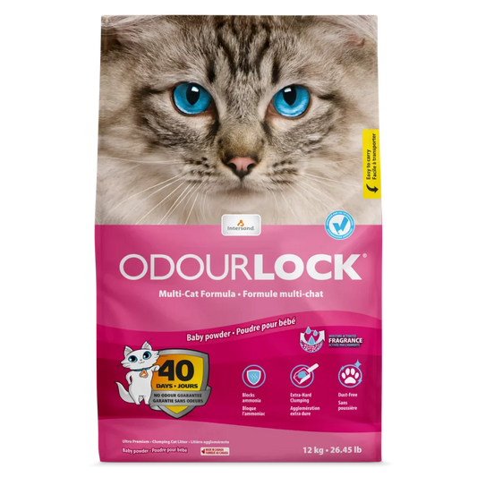 OdourLock Baby Powder Scent Premium Cat Litter - 12kg