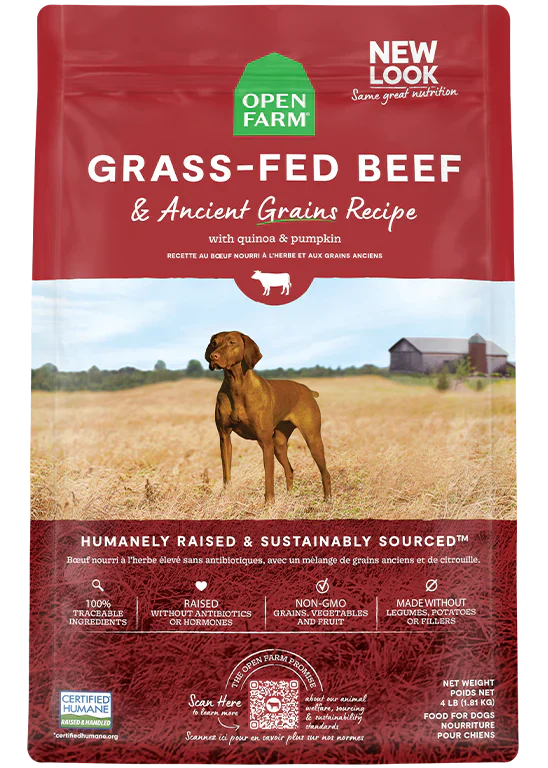 Open Farm Grass Fed Beef & Ancient Grains Dry Dog Food - 22lb