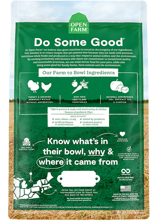 Open Farm Homestead Turkey & Chicken Grain Free Dry Dog Food - 22lb