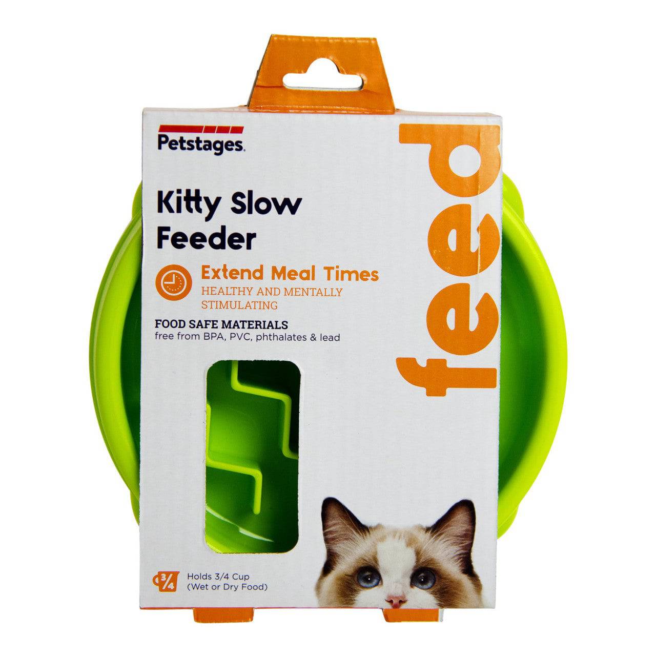 Petstages Kitty Slow Feeder Cat Bowl Green - The Pet Source