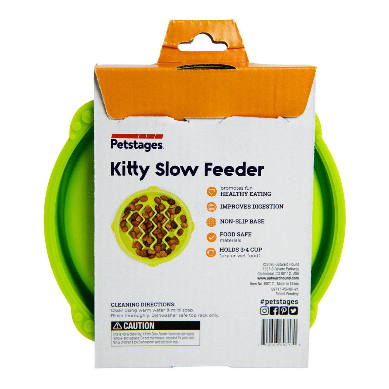 Petstages Kitty Slow Feeder Cat Bowl Green - The Pet Source