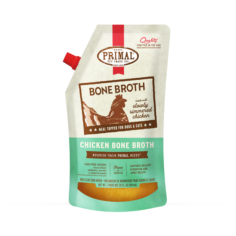 Primal Frozen Bone Broth Chicken Recipe for Cats & Dogs - 20oz