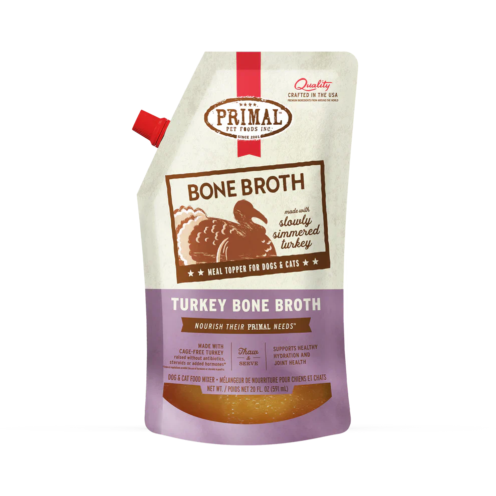 Primal Frozen Bone Broth Turkey Recipe for Cats & Dogs - 20oz