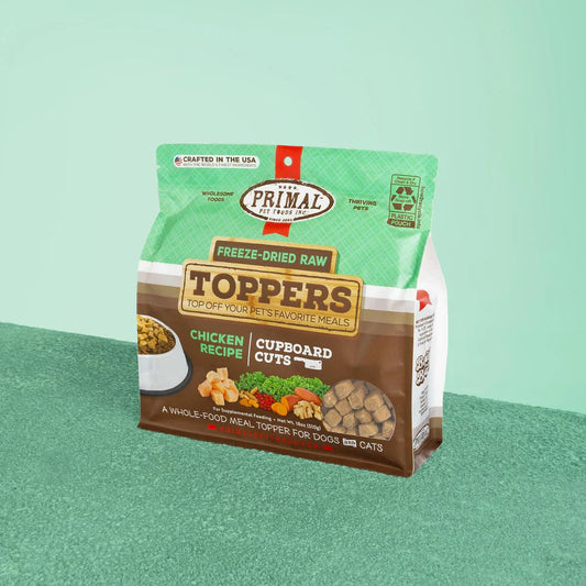 Primal Cupboard Cuts Freeze Dried Raw Toppers for Cat & Dog Chicken Recipe - 3.5oz